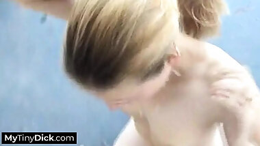 Petite blonde soccer mom uses that tiny cock like a Tic-Tac