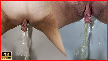 Compilation! Yellow pee close-up! Pussy in pads! POV!