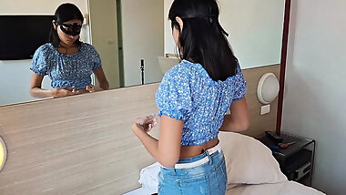 asian teen amateur fucked by stepbrother in front of the mirror and in different places