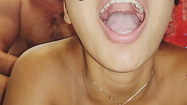 Giving my man a real deep throat blowjob lesson