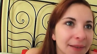 Beautiful German redhead babe rides dick in the bedroom