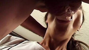College slut with big tits got her cute face covered with cum