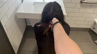 Teen wants to try something new and fucks stranger in the Walmart restroom