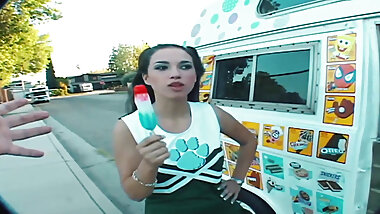 Cheerleader Courtney James Gets Explicitly Fucked and Facialed by the Ice Cream Man
