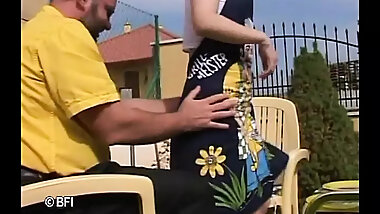 My stepdad loves to fuck my hairy pussy
