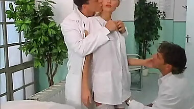 Nurse Gets Fucked by Two Doctors as They Walk by