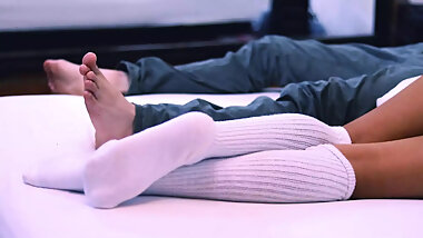 Stepmom and her stepson's friend in the park.