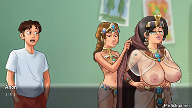 Summertime saga sex with two hot sexy milfs