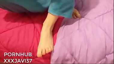 Feet massage and painting nails green